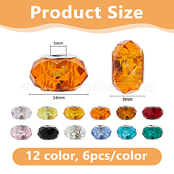 72шт 12 цвета стеклянные европейские бусины ручной работы GLAA-DC0001-55