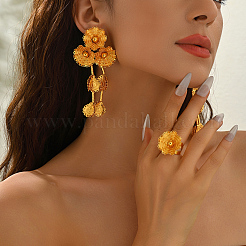 Элегантные железные серьги-кисточки с цветами и кольца-манжеты для женщин&nbsp;TS0972