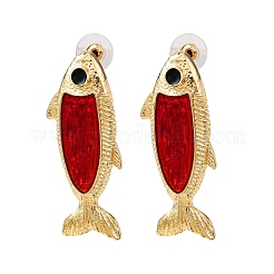 Серьги-гвоздики из сплава рыб&nbsp;EJEW-Z142-03G