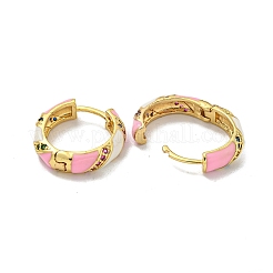 Серьги-кольца из латуни с микропаве из кубического циркония EJEW-C088-33G