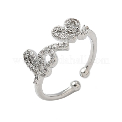 Латунные микро проложить манжеты кольца кубического циркония RJEW-H256-03P