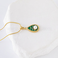 3 шт. французская винтажная нержавеющая сталь зеленая эмаль паве имитация жемчуга каплевидная подвеска элегантные ожерелья для женщин RG2953