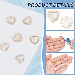 12 шт. подвески в виде сердечек из белой ракушки из латуни FIND-BC0013-84A