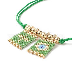 Браслеты ручной работы из японского семени с подвесками в виде креста и сглаза BJEW-MZ00010