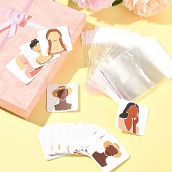 100 шт. 5 стиля квадратных бумажных сережек с принтом девушки CDIS-FS0001-25