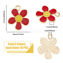 50шт 5 цвета сплава эмалевые подвески&nbsp;ENAM-HY0003-02