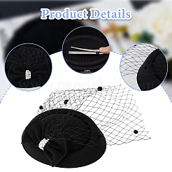 Шляпа-таблетка с бантом из шерсти и фетра с железными заколками для волос из кожи аллигатора&nbsp;MRMJ-WH0077-113B