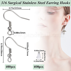 400 шт. серьги-крючки из хирургической нержавеющей стали 316 STAS-BBC0006-23