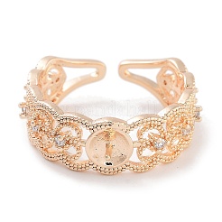 Стойка покрытие сердце латунь микропаве кубический цирконий открытый манжета кольцо настройки&nbsp;KK-Z071-26KCG