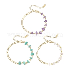 3 шт. браслеты из бусин с натуральным аметистом BJEW-JB12530