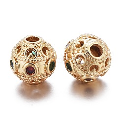 Латунные микро проложить кубического циркония бусы KK-K244-14G