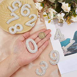 Лейкопластырь вышитая ткань с имитацией жемчуга из смолы приклеиваемые/пришиваемые заплатки&nbsp;DIY-WH0589-68