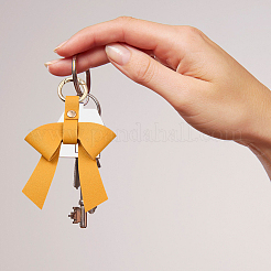 Брелок из искусственной кожи и сплава с бантом KEYC-WH20026-05A