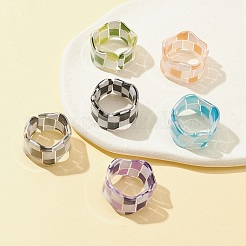 Кольцо-манжета в клетку тартан из полимера RJEW-FS0001-06