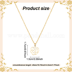 2 шт. 2 цвета 304 нержавеющая сталь полые ожерелья с подвесками в виде розы комплект для женщин NJEW-AN0001-87