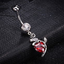 Латунное кольцо пупка с фианитом AJEW-EE0004-34A