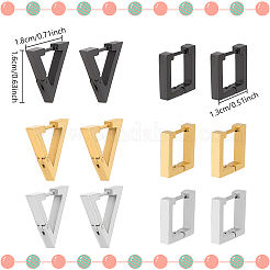 12 шт. 6 стильных серьги-кольца из нержавеющей стали для женщин EJEW-AN0004-42