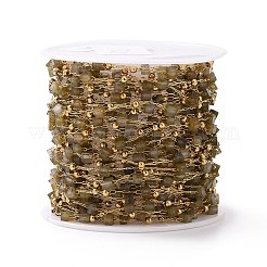 Квадратные цепочки из бисера из натурального лабрадорита AJEW-J035-02G-05