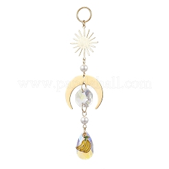 Стеклянные каплевидные и эмалевые подвесные ловцы солнца с фруктами HJEW-JM04490