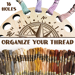 16-позиционные деревянные лотки для хранения ниток для вышивания TOOL-WH0056-005
