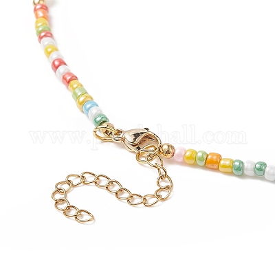 Женское колье из натурального жемчуга и стеклянных бусин X-NJEW-JN04241-1