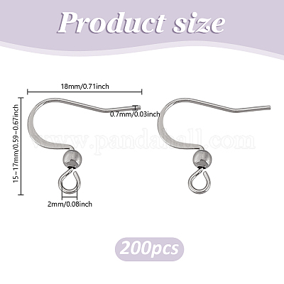 200 шт. французские крючки для сережек из нержавеющей стали 304 STAS-HY0001-68-1