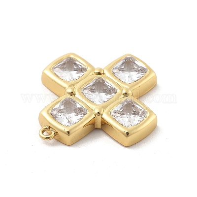 Латунные микропаве прозрачные подвески с фианитом X-KK-L228-44B-G-1