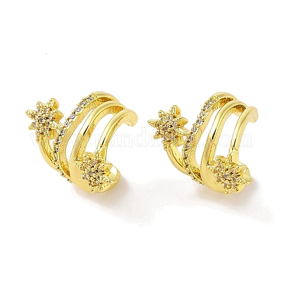 Женские серьги-манжеты из латуни с микропаве и прозрачным цирконием EJEW-I305-35G-1