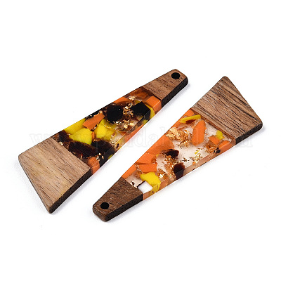 Большие подвески из прозрачной смолы и орехового дерева RESI-TAC0017-71-A03-1