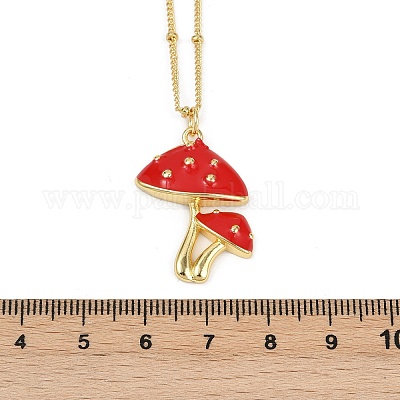 Латунные ожерелья с эмалевым кулоном из огнеупорного кирпича для женщин NJEW-U042-01B-G-1