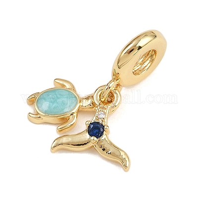 Латунные подвески с синими кубическими цирконами в европейском стиле KK-N271-34G-1