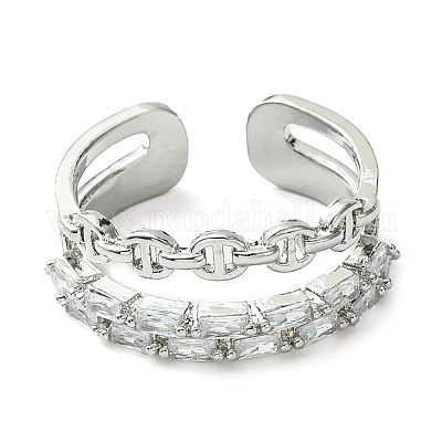 Кольцо из латуни с микропаве из кубического циркония RJEW-Z033-06P-1