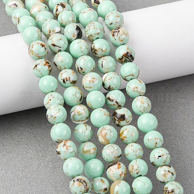 Морские раковины и синтетические бирюзовые нити из бисера в сборе G-G758-07-6mm-1