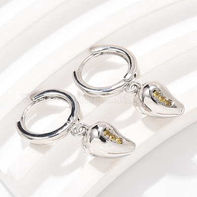 Латунные кубических серьги циркония обруч EJEW-Q015-01P-F-1