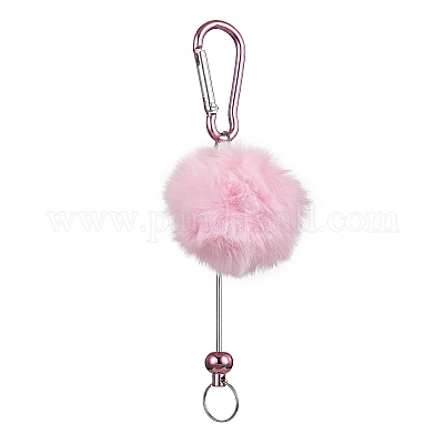 Брелок для ключей из алюминиевого сплава с шариками-помпонами HJEW-Q001-01A-1