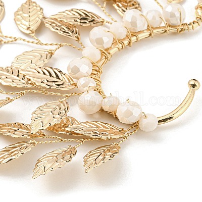 Серьги-каффы из сплава в виде листьев EJEW-P246-02KCG-1