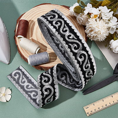 Утюжить/пришить ленту с цветочной вышивкой из полиэстера OCOR-WH0078-178A-01-1