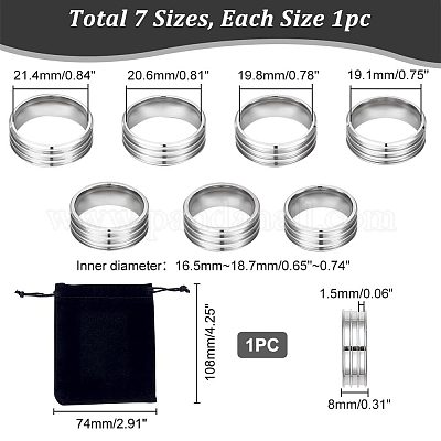 7 шт. набор из 7 колец из нержавеющей стали 304 с тройным рифлением для женщин RJEW-UN0002-36P-1