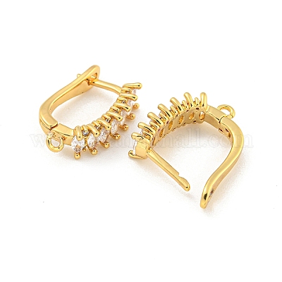 Покрытие стойки латунь микропаве фианит серьги обручи EJEW-C102-19G-1