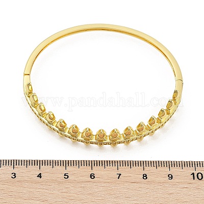 Женские браслеты на шарнирах из латуни с микропаве и прозрачным фианитом BJEW-S168-02G-1