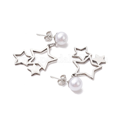 6 пара сережек-гвоздиков из нержавеющей стали 201 в 6 стилях EJEW-JE06342-1