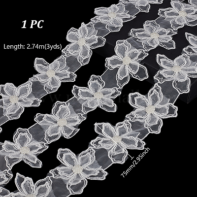 Кружевная отделка из органзы и цветов OCOR-WH0112-031-1