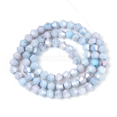 Граненые гальванические непрозрачные стеклянные бусины GLAA-T025-4mm-09H-1