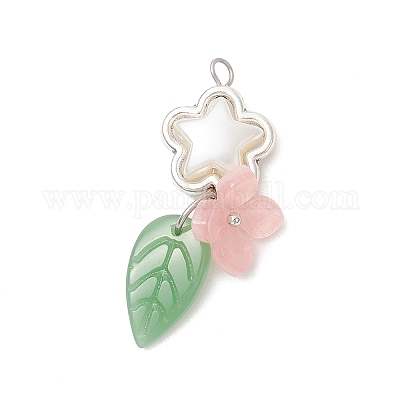 Подвески ручной работы в технике лэмпворк с соединительными кольцами из нержавеющей стали 304 и колпачками для бусин из ацетата целлюлозы (смолы) PALLOY-JF03873-1