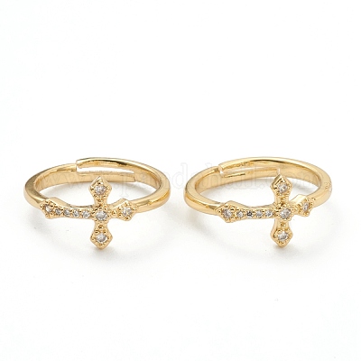 Латунные кольца из манжеты с прозрачным цирконием ZIRC-M117-10G-1