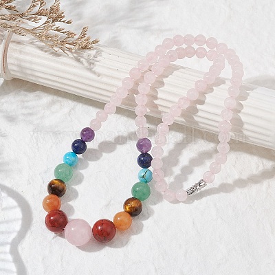 Градуированные ожерелья из бисера из натуральных смешанных драгоценных камней NJEW-JN04492-1