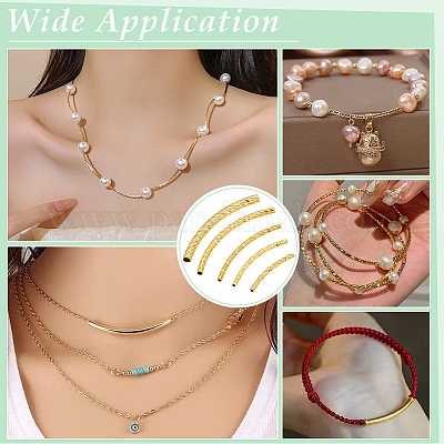 50 шт. 5 стиля латунных текстурированных изогнутых трубчатых бусин KK-PH0013-33-1