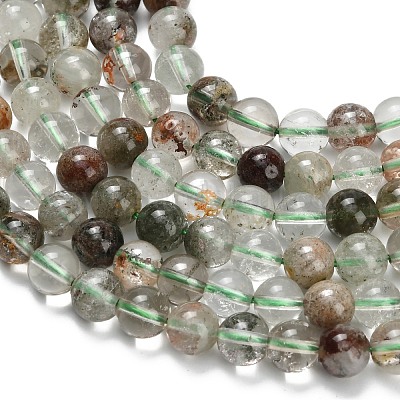 Натуральный зеленый lodolite кварц бисер пряди G-L642-B06-6mm-1