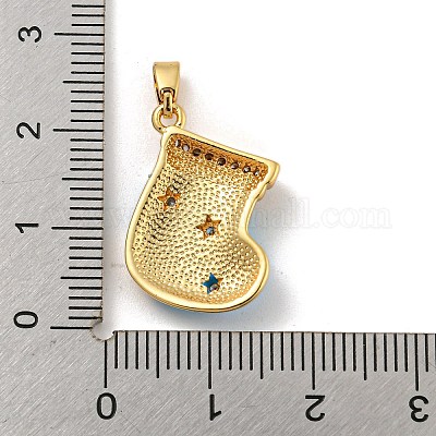 Рождественские латунные подвески с микропаве из фианита KK-H468-02B-02G-1