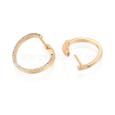 Серьги-кольца из латуни с микропаве из прозрачных кубических цирконий EJEW-T048-38G-1